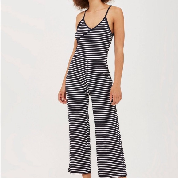 Topshop Pants - TOPSHOP STRIPE WRAP JUMPSUIT